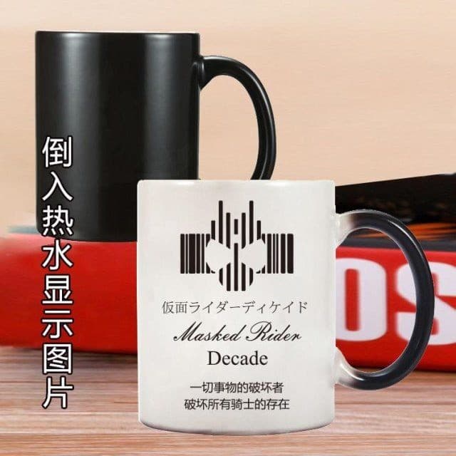 Nova série Kamen Rider Anime jogo mercadoria copo de mudança de cor cerâmica copo de água DIY impresso foto caneca202608