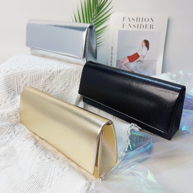 Embreagem feminina, tampa em formato de onda, alça de ombro com corrente dourada, bolsa de festa elegante