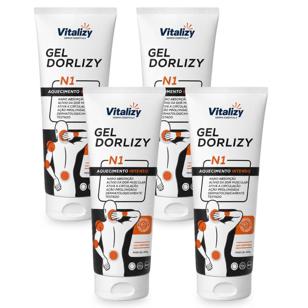 Kit 4x200g Gel Massageador Extra Forte Efeito Aquecedor Alívio Muscular Arnica Mentol Canfora Salicilato Metila Vitalizy