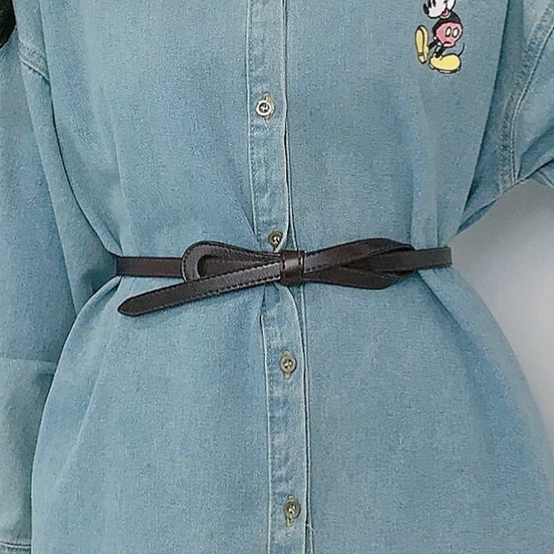 Cinto fino feminino de couro genuíno com nó, cinto Casual feminino, suéter, casaco, decoração, saia, versão coreana, cin
