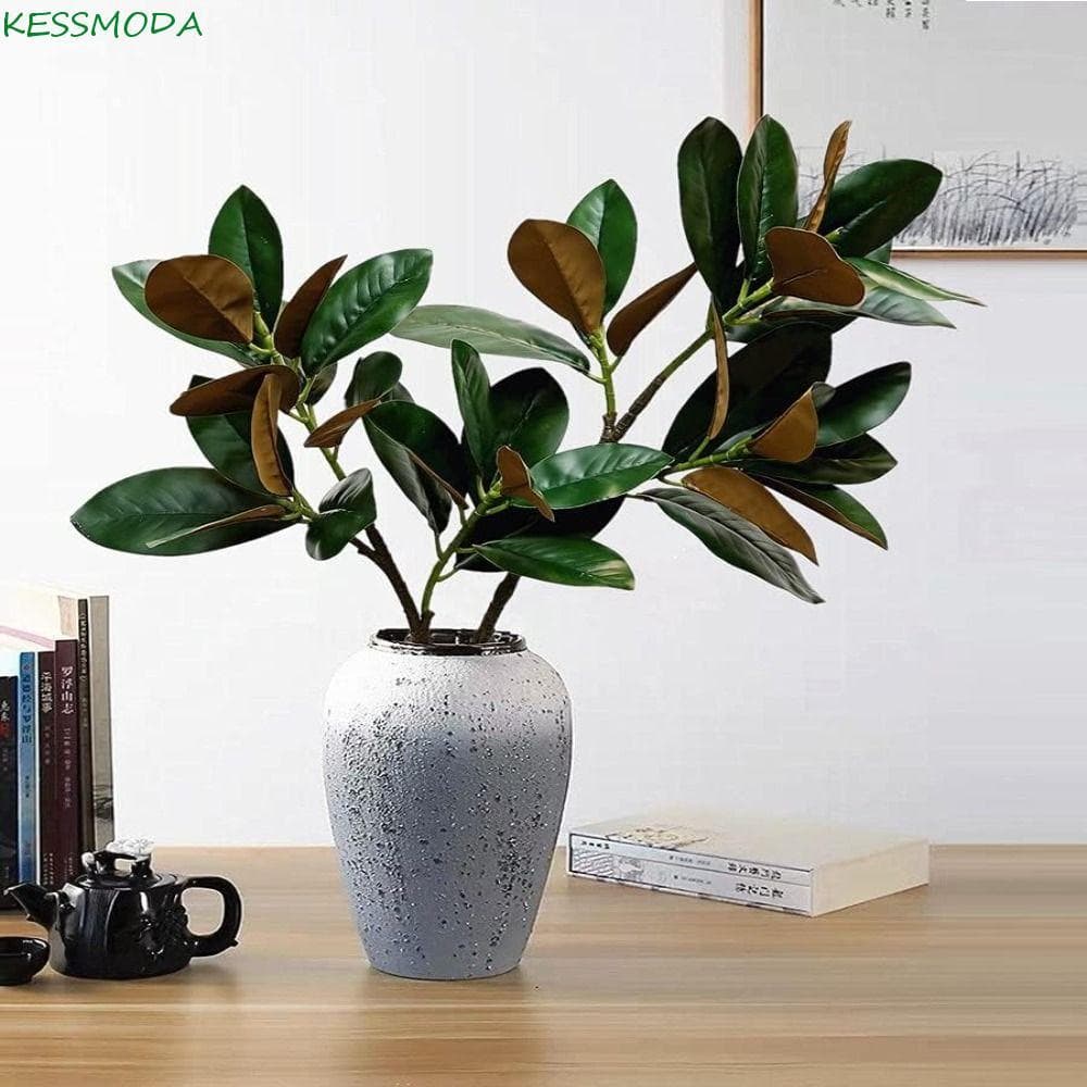 Planta De Magnólia Artificial , 2 Garfos Feitos À Mão , Ramo De Árvore Simulado , Grandes Plantas Artificiais
