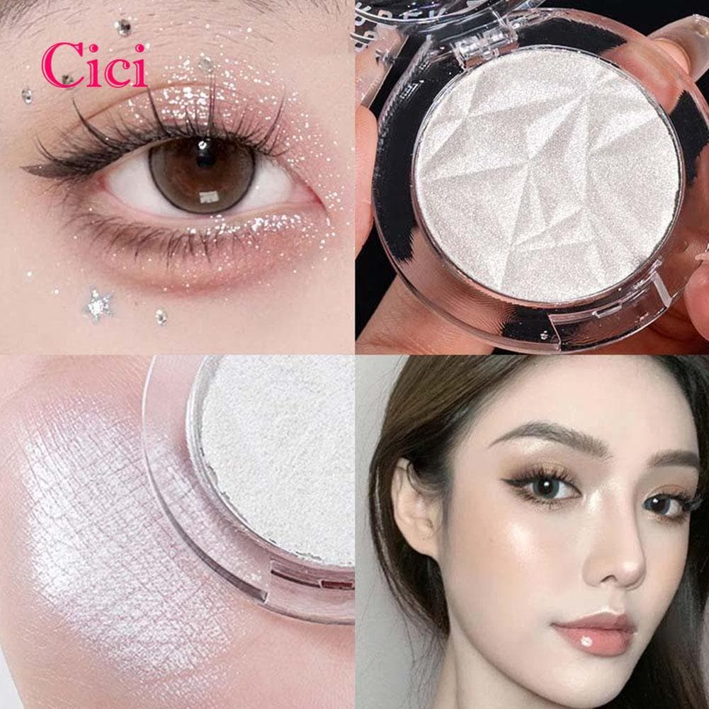 [Cici] Pó Brilhante Iluminador De Diamante Compacto , Brilho Ofuscante Perolado Ultrafino , Acabamento Natural , De Somb