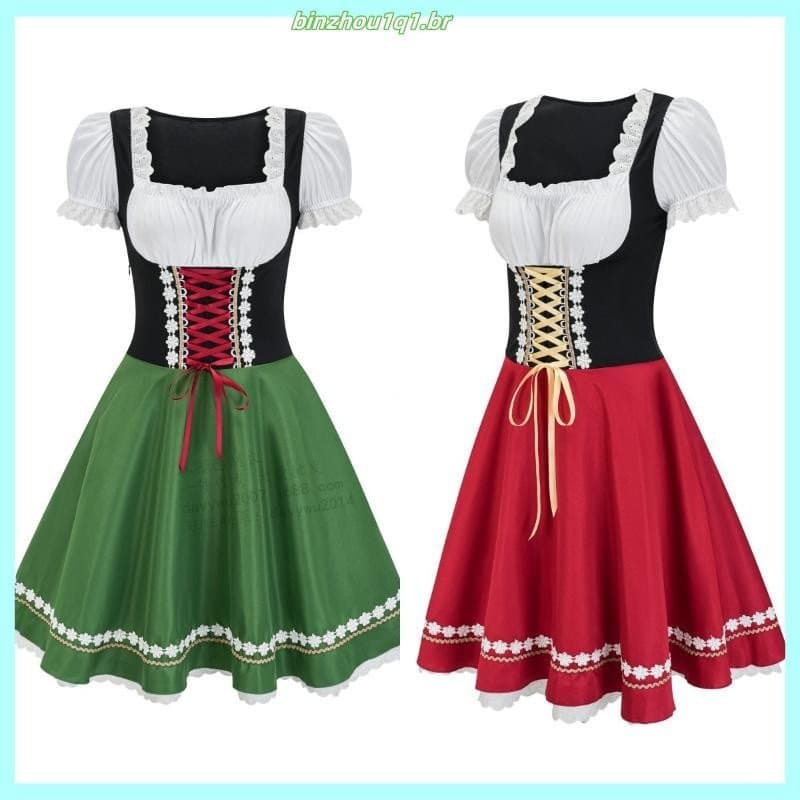 Vestido Tradicional Alemão para Mulheres Adultas, Vestido de Festa Oktoberfest frida Caipira 0GKZ