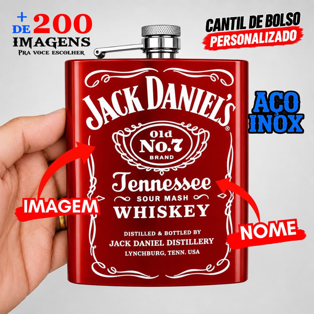Cantil Personalizado 230ml De Bolso Aço Inox Gravado Nome Presente Masculino Churrasco