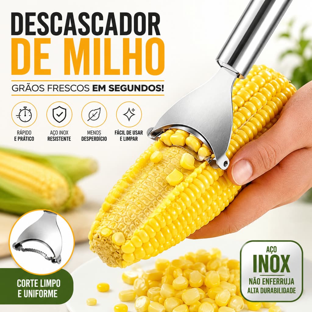 Cortador Debulhador de Milho Verde Aço Inox Profissional Manual