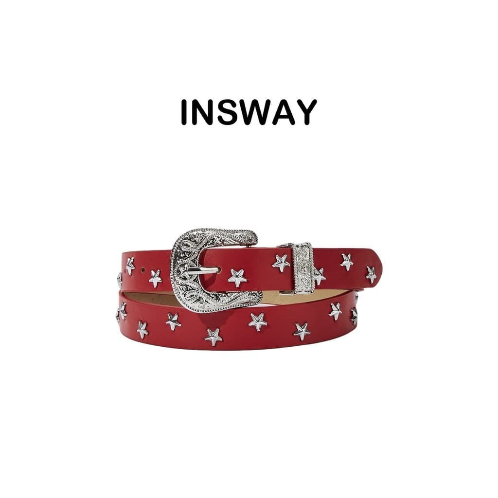 cinto feminino cinto feminino plus size Novo estilo estrela rebites moda na moda estilo Punk cinto vermelho feminino Jea