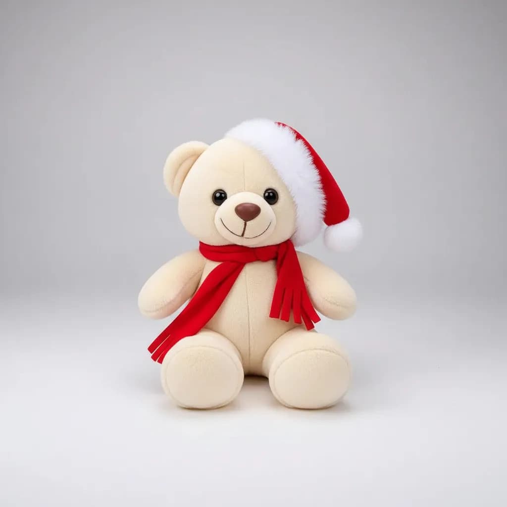 Urso De Pelúcia De Natal Super Fofo Cachecol 30cm Natalino