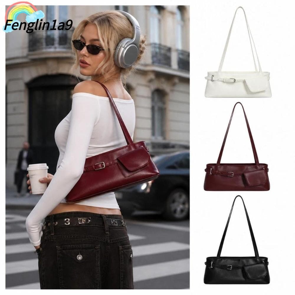 FENGLINA Bolsa De Ombro , Couro PU , Cor Sólida , Nas Axilas , Estampa De Leopardo , Feminina Y2K