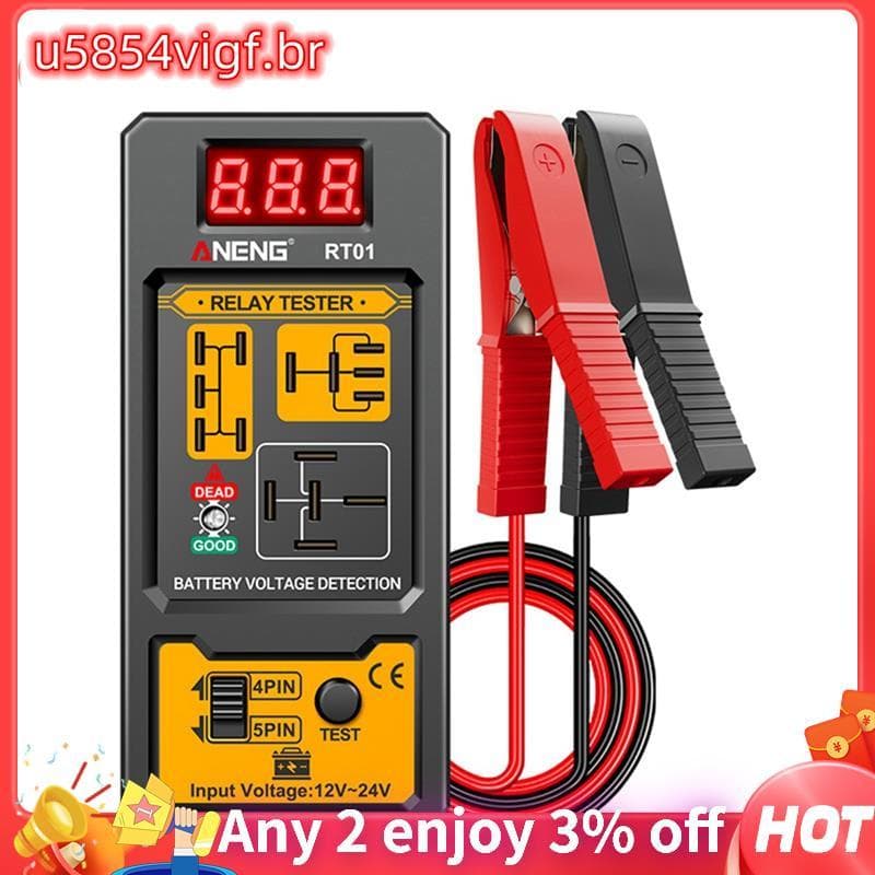 Testador De Relé Eletrônico Automotivo Universal Verificador De Bateria De Carro 12-24V Tensão Luz LED