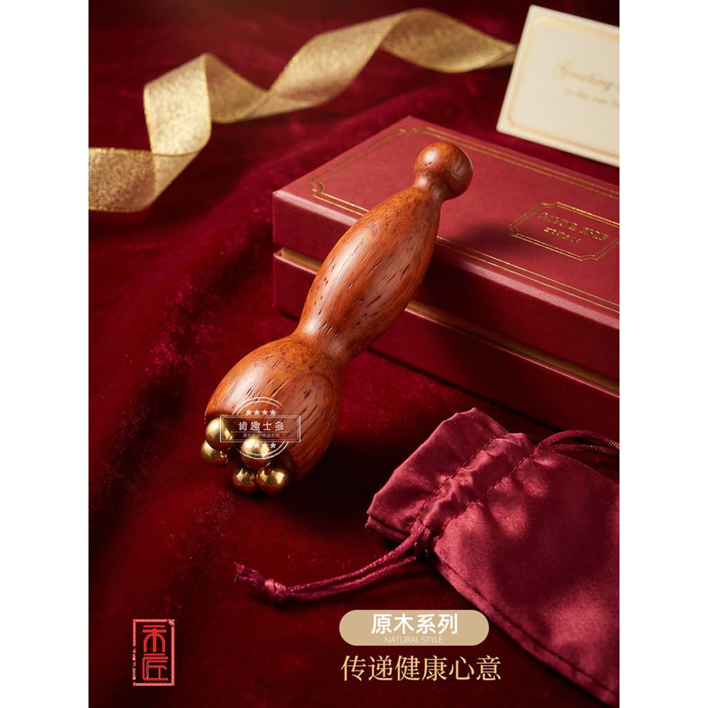Hejiang massageador facial pequeno ponto de lótus acupuntura vara facial olho tendão vara cártamo jacarandá meridiano di