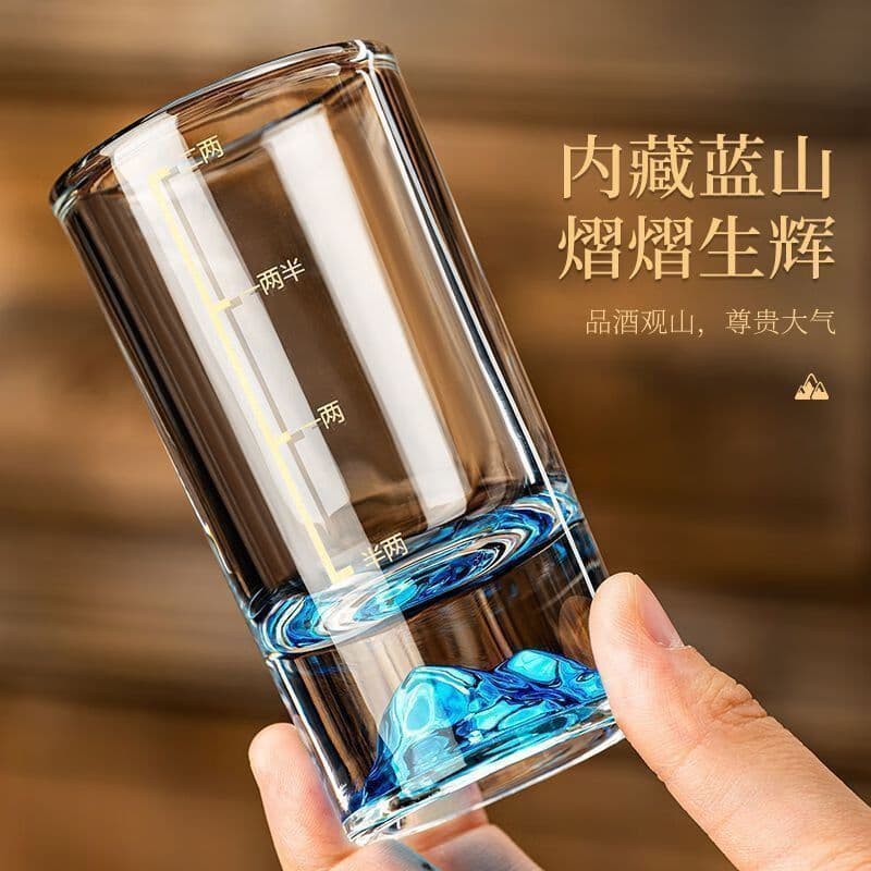 Copo de vinho de montanha azul, uma ou duas escalas, vidro de cristal criativo doméstico, dois ou dois vasos de vinho de