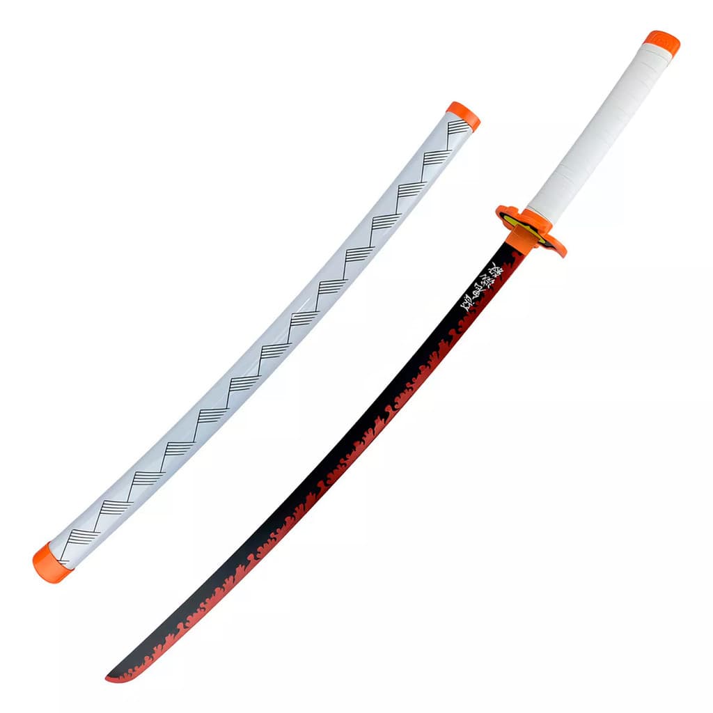 Espada Demon Slayer Kimetsu No Yaiba Katana Kyojuro Rengoku Lamina de Bambu Cosplay Decoração