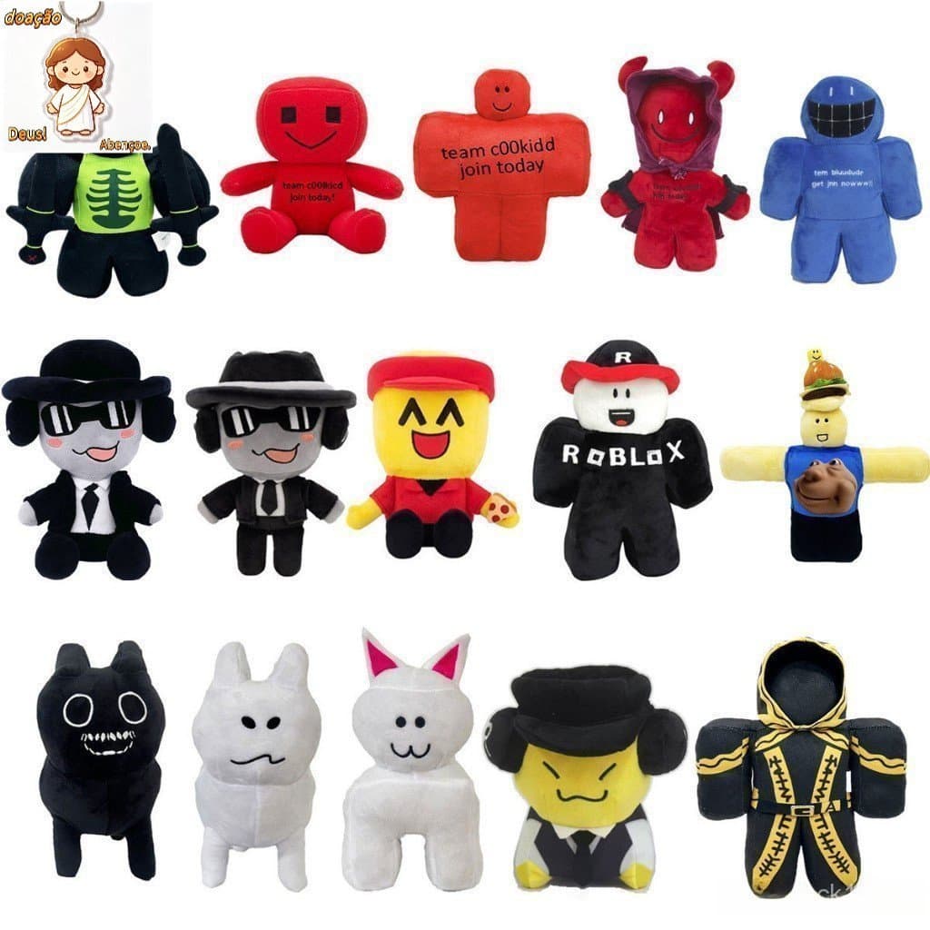 Boneco de Pelúcia Chance Forsaken com Terno Preto, Brinquedo Macio Robloxs para Presente de Aniversário para Namorada