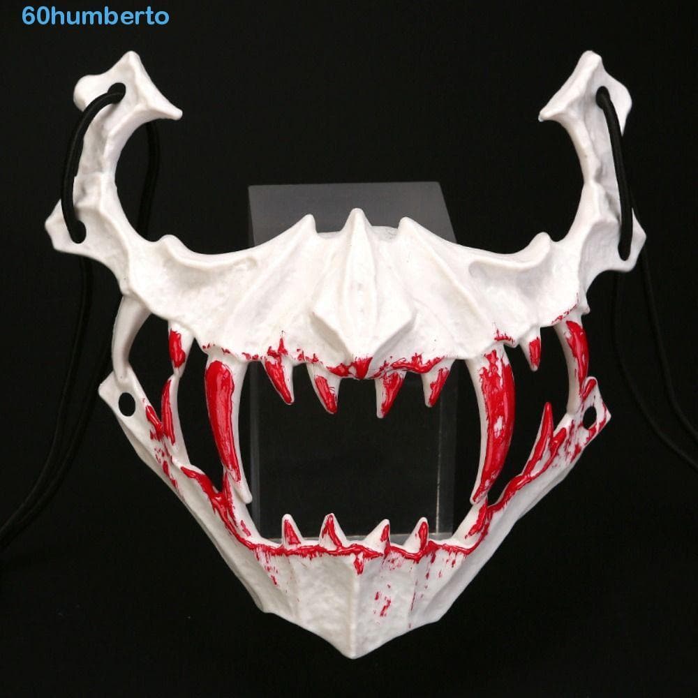 Máscara De Dentes Longos HUMBERTO , Caveira Sangrenta De Resina De Halloween , Meia Steampunk Para Cabeça