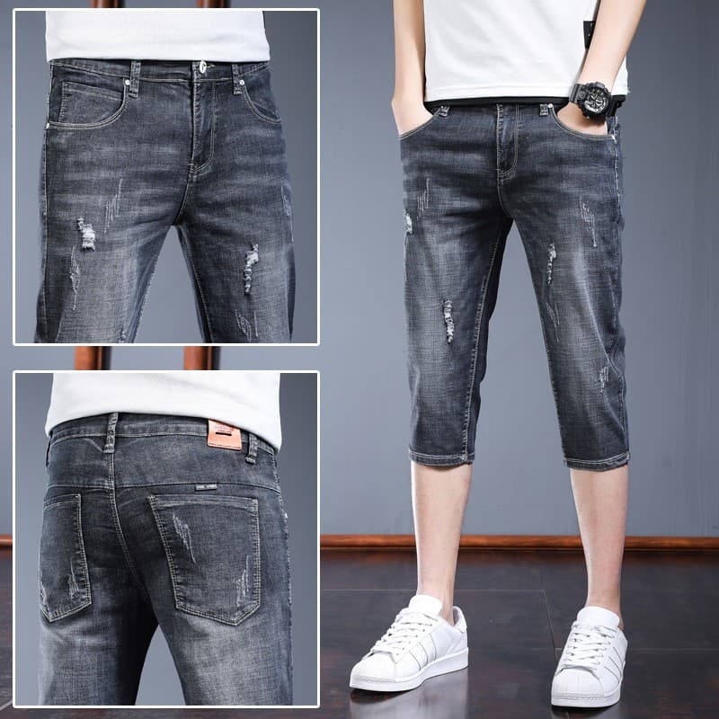 2026 novo estilo calças cortadas Shorts jeans masculinos verão calças finas calças masculinas na moda exterior rasgado