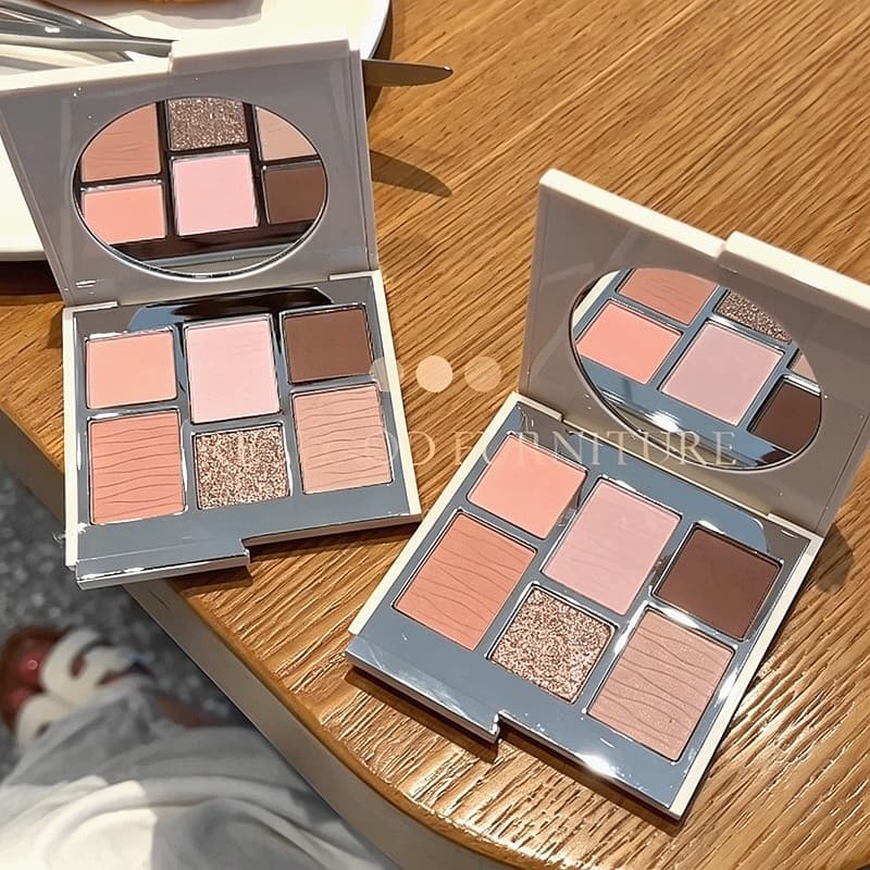 Linda visão de foco rotativa paleta de sombras de seis cores pó cinza diário perolado maquiagem diária olhos domésticos