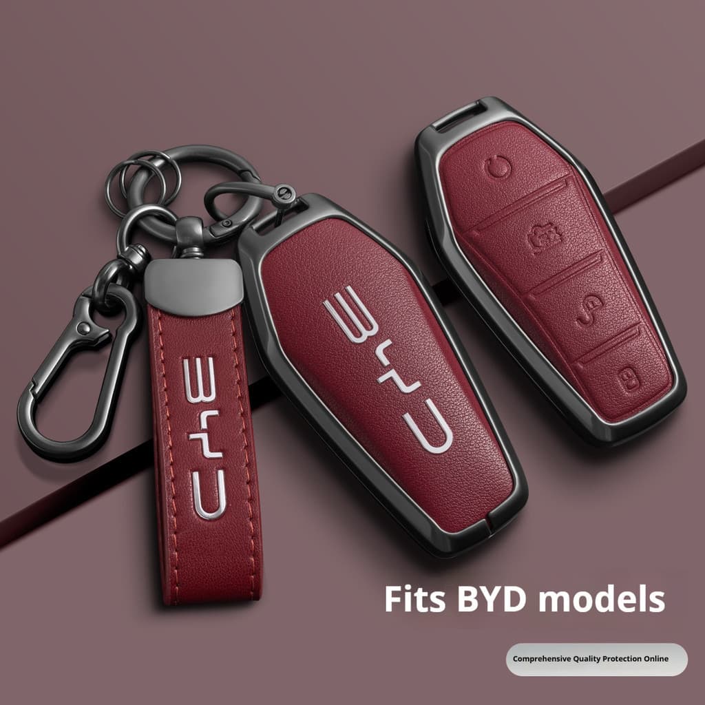 Capa de Chave de Carro em Liga de Zinco e Couro para BYD Qin PLUS Seal 06 Dolphin Seagull L Han DMI Tang Song Pro Y Remo