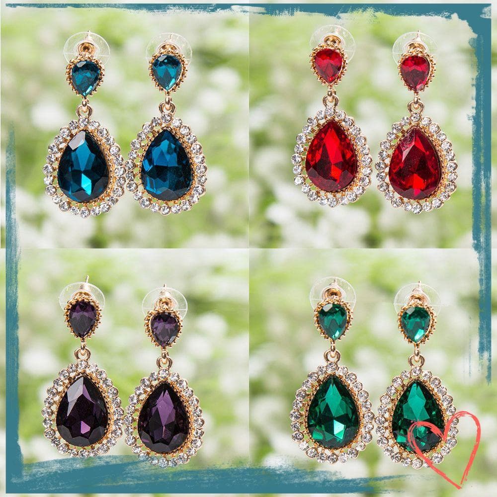 MIHAN Brincos De Strass Gota De Água Brilhantes Retrô Femininos Longos