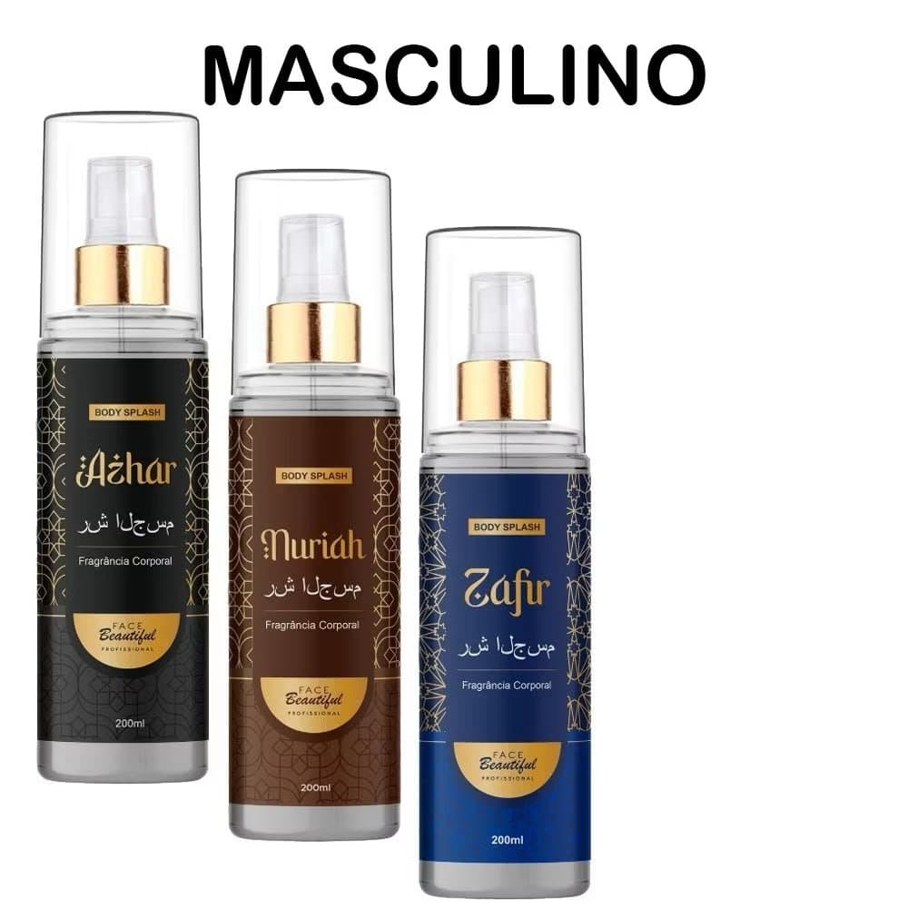 Kit 3 Body Splash Face Beautiful Zafir Nuriah Azhar Masculino