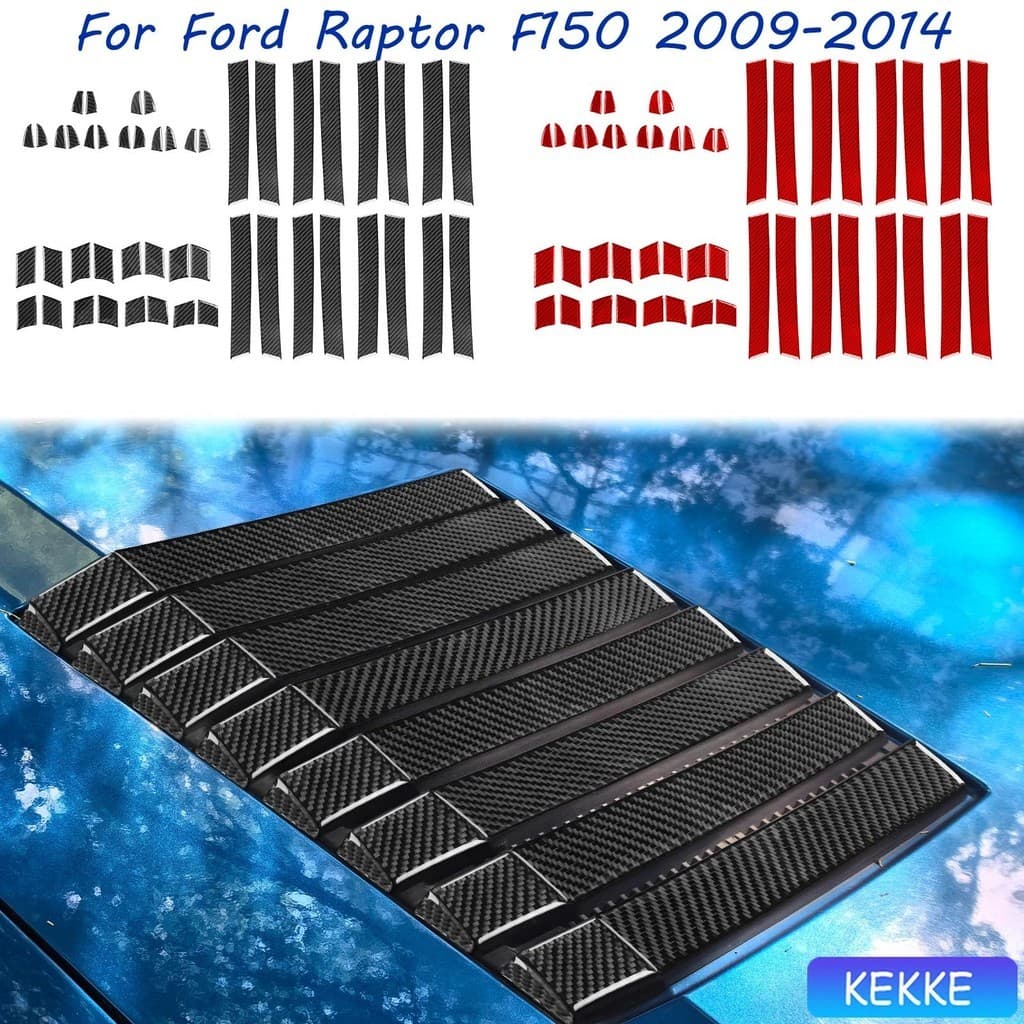 Para Ford F150 Raptor 2009-2014 Fibra De Carbono Real Capô Do Carro Adesivos Ventilação Ar Acessórios Guarnição Automáti