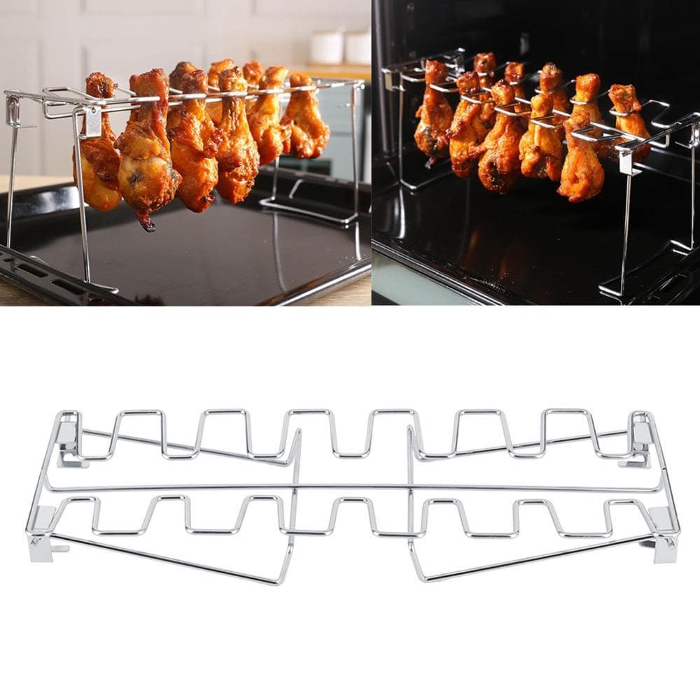 2 PCS Rack Para Pernas De Frango , De Asa Com Design Dobrável De Aço Inoxidável Grelha 14 Slots
