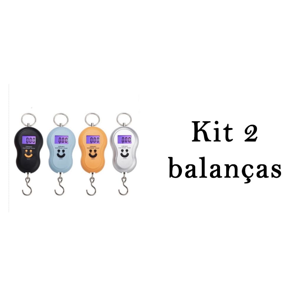Promoção Kit com 2 Balanças Portátil Digital Mão Bolsa Mala Peixe Até 50kg Cozinha