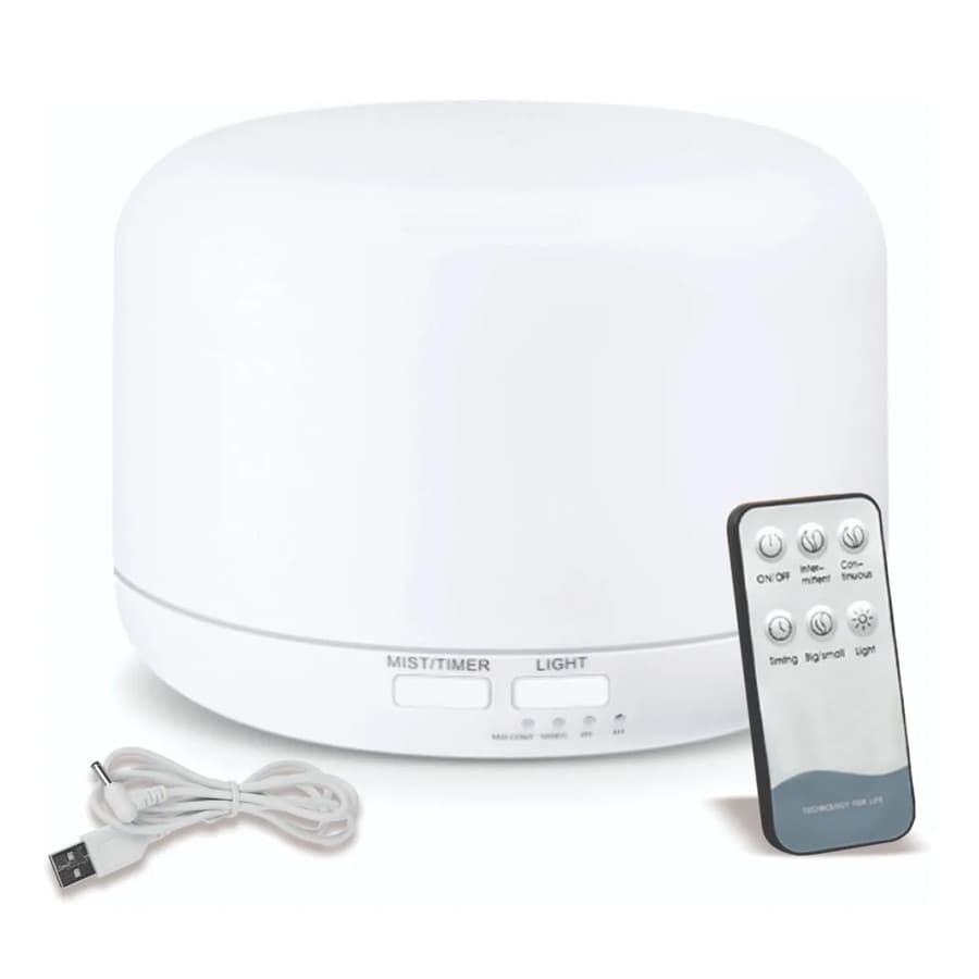 Difusor Eletrico Ultrassonico Aroma Branco 300ml Ultrassônico LED Óleos Essenciais Aromaterapia Ambiente Casa Escritório