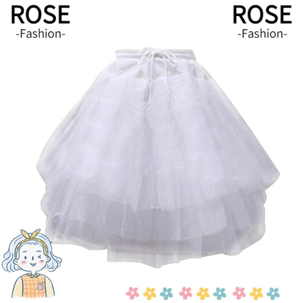 Anágua ROSEGOODS , Sem Aro , Saia De Crinolina Branca , Acessórios Para Vestido De Flores Respiráveis Lolita