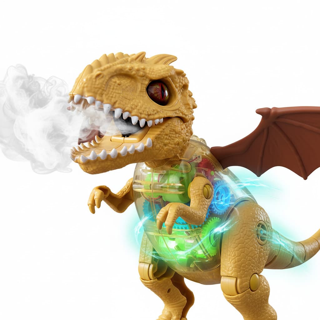 Dinossauro anda e solta fumaça com luzes e movimentoe e sons monta e desmonta com ferramenta