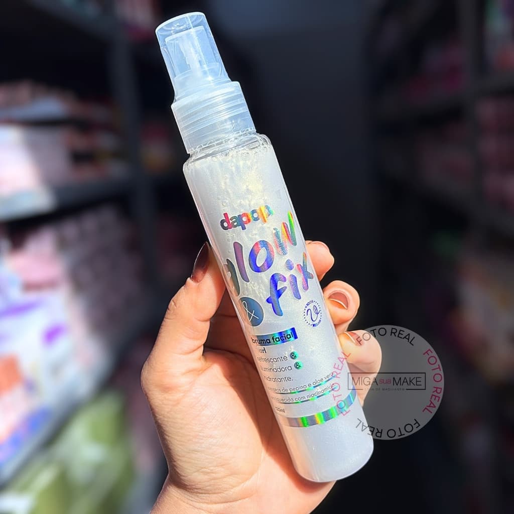 Bruma Fixadora de Maquiagem Facial Pearl Perolada com Glow & Fix Natural e Efeito Brilhante Dapop