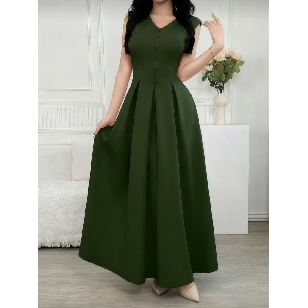 Vestido Elegante Com Bainha Evasê E Ajuste Na Cintura para Mulheres P M G
