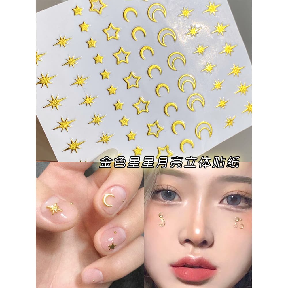 Lua adesivos maquiagem diamante adesivos estrela dourada rosto adesivos olho diamante adesivos palco maquiagem olho borb