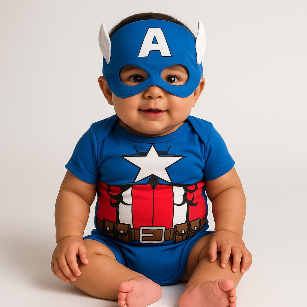 Body Bebê Infantil Mêsversário Temático Capitão América Super Confortável Promoção
