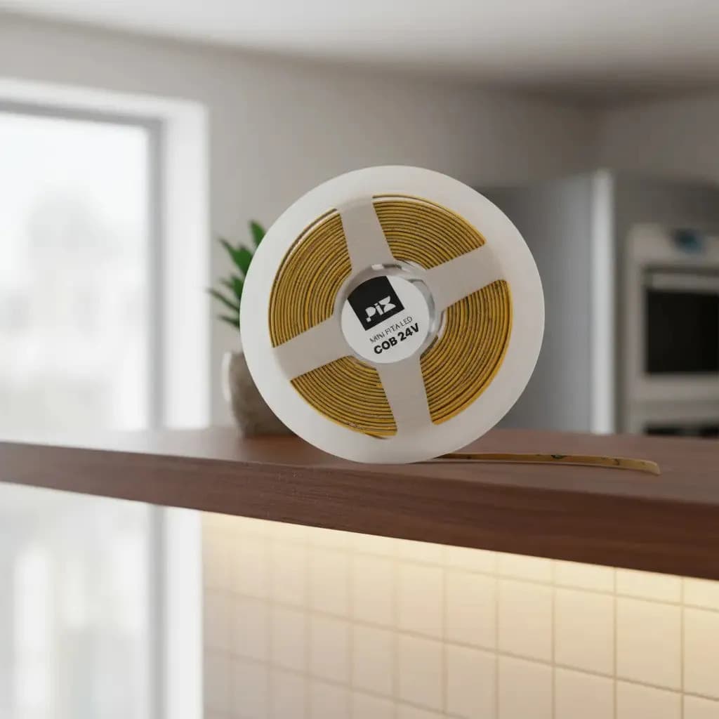 Fita De Led Mini Cob 7w 5m 3000k Dimerizável Irc 90 Pix