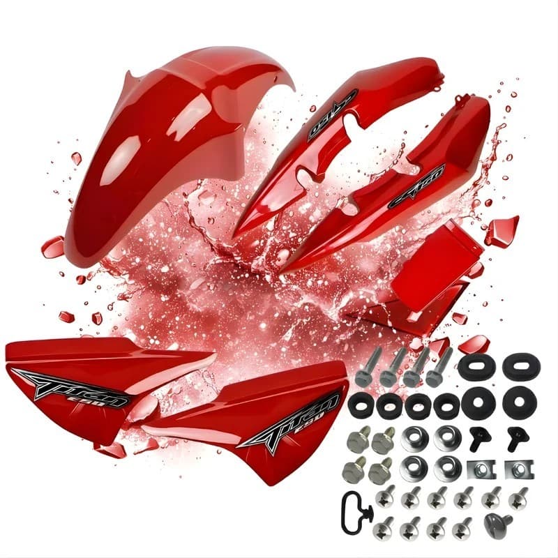 Kit Carenagem Titan 150 Vermelho 2004 2005 2006 2007 2008 + Adesivos e Parafusos Caruaru Guarau Brilho Envernizado