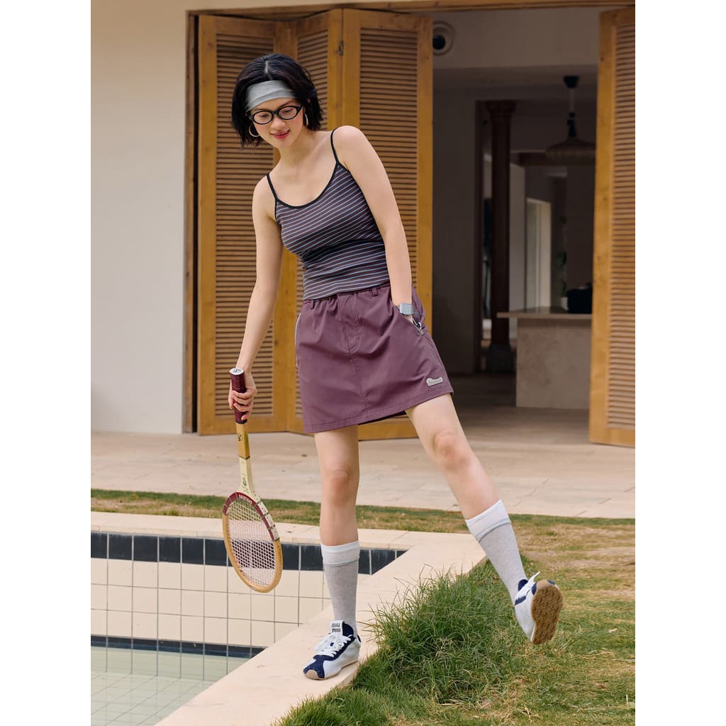 P PSO marca feminina americana Retro estilo Preppy listrado com nervuras camisola de malha roupa interior exterior verão