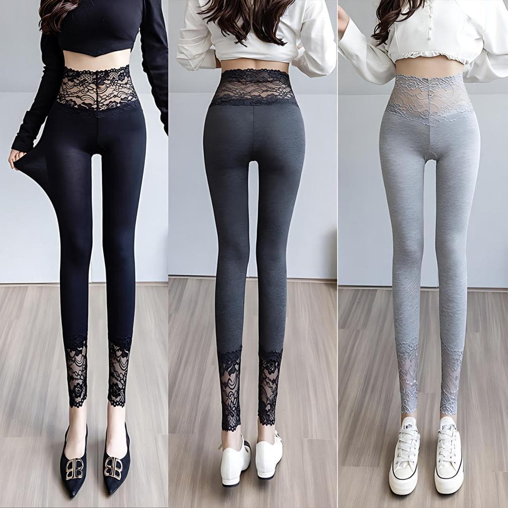 Leggings femininas podem usar fora da primavera outono estilo fino calças quentes estiramento rendas calças compridas fe