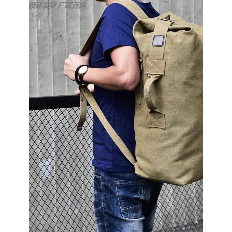 Mochila de viagem ao ar livre balde mochila montanhismo esportes masculino Denim grande capacidade saco de bagagem mochi