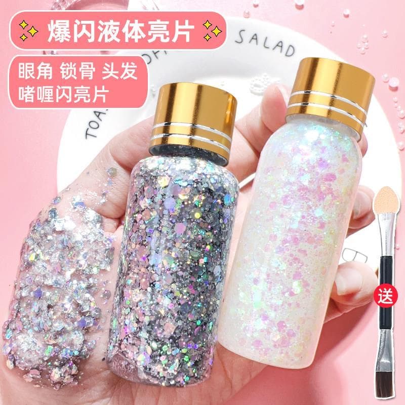 Super glitter sombra maquiagem dos olhos glitter pérola glitter palco maquiagem estudante desempenho cola-livre Gel glit