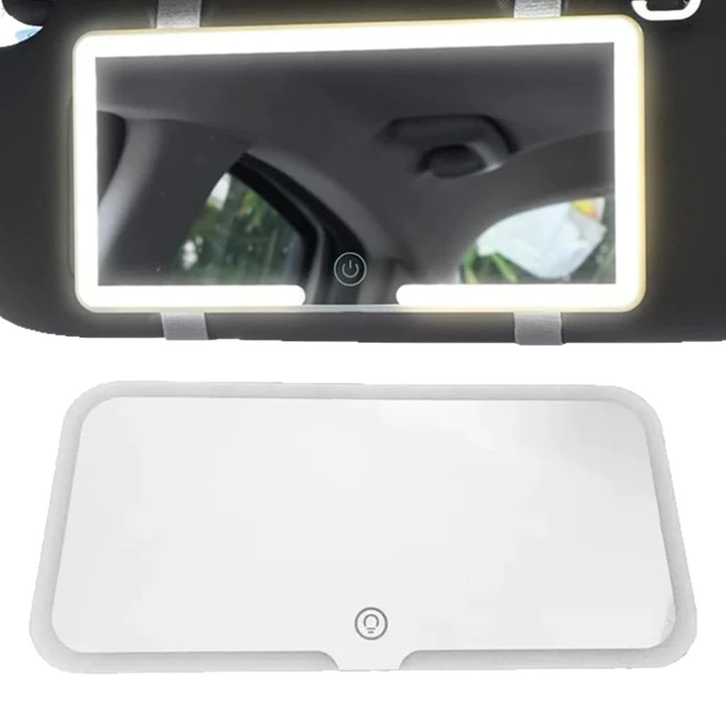 Espelho de maquiagem para viseira solar de carro, com 3 modos de iluminação LED, tela sensível ao toque ajustável, uso i