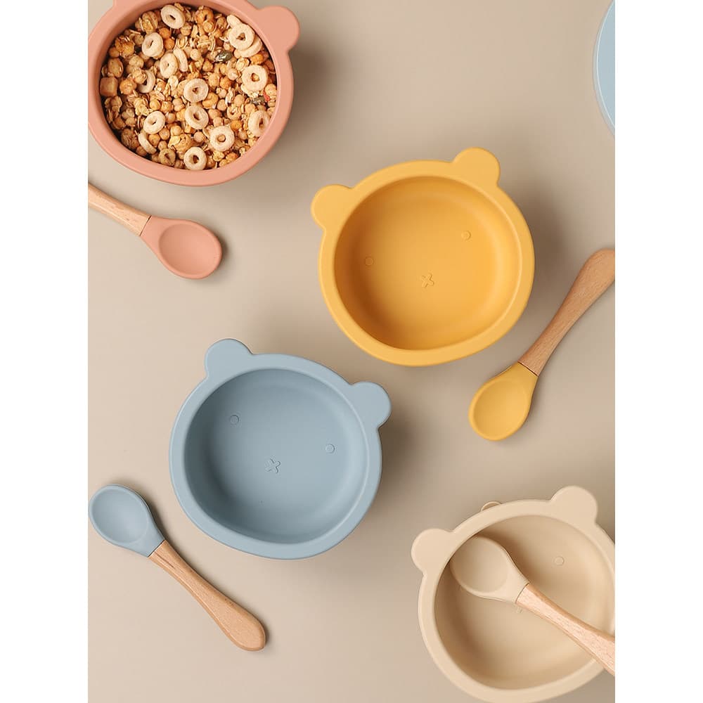 Tigela bebê alimentação complementar Tigela anti derramamento bebê Kit talher silicone bebê Tigela de alimentação especi