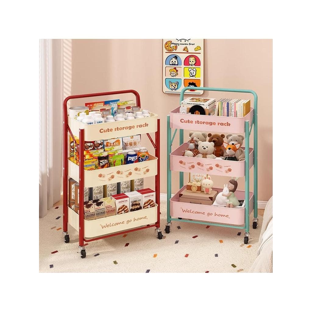 Casa dopamina carrinho dobrável Multi-camada lanche prateleira piso cozinha quarto estante prateleira de armazenamento