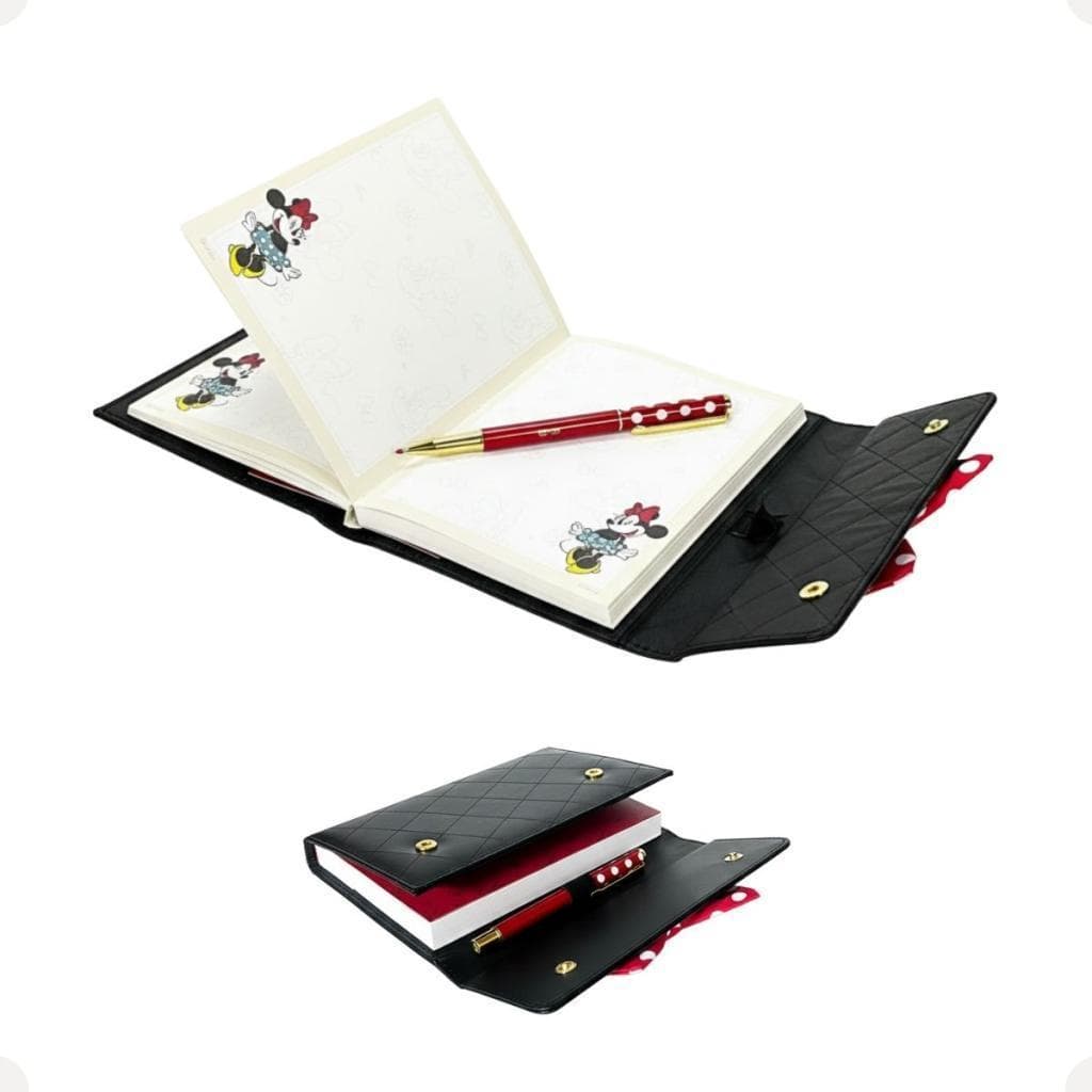 Caderno Carteira Minnie Mouse 128fls Caneta Disney Original Anotações Escolar Escritório Feminino