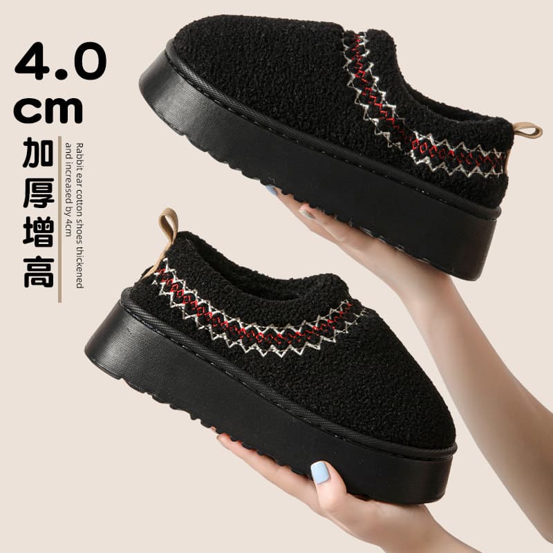 Chinelos de algodão feminino outono inverno calcanhar coberto exterior usar sola grossa antiderrapante quente sapatos de