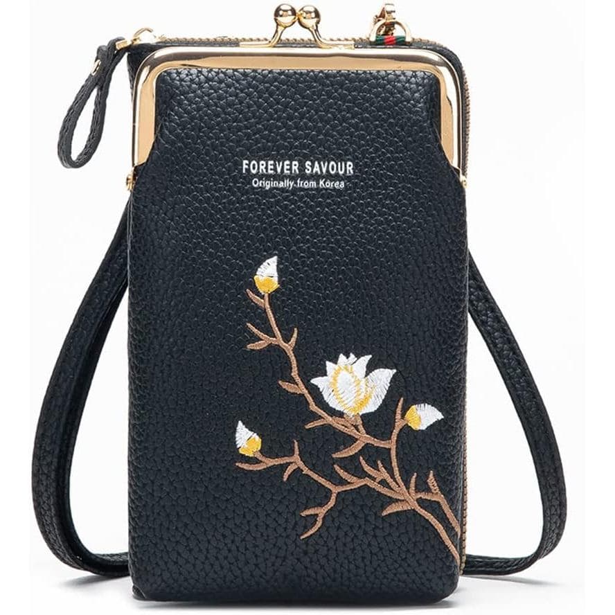 Bolsa de Telefone Fashion, Bolsa Transversal Feminina, Bolsa de Ombro com Compartimentos para Cartões, Mini Carteira de
