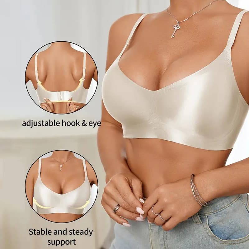 Sutiã Modelador Plus Size Cetim Sem Alças Efeito Lifting Suporte Suave, Respirável Confortável Uso Diário