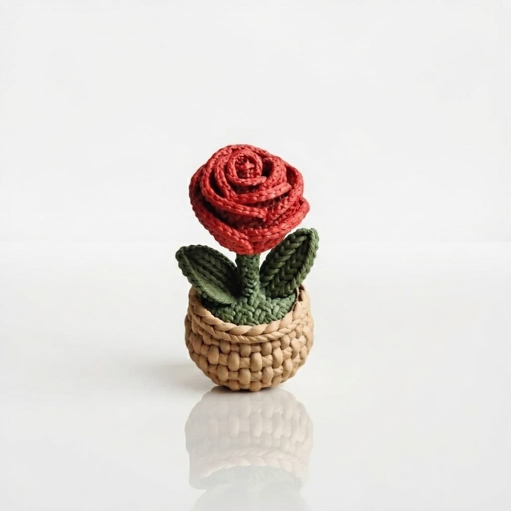 Decoração Rosa Impressão 3D estilo Croche Escritorio Sala Presente Romantico