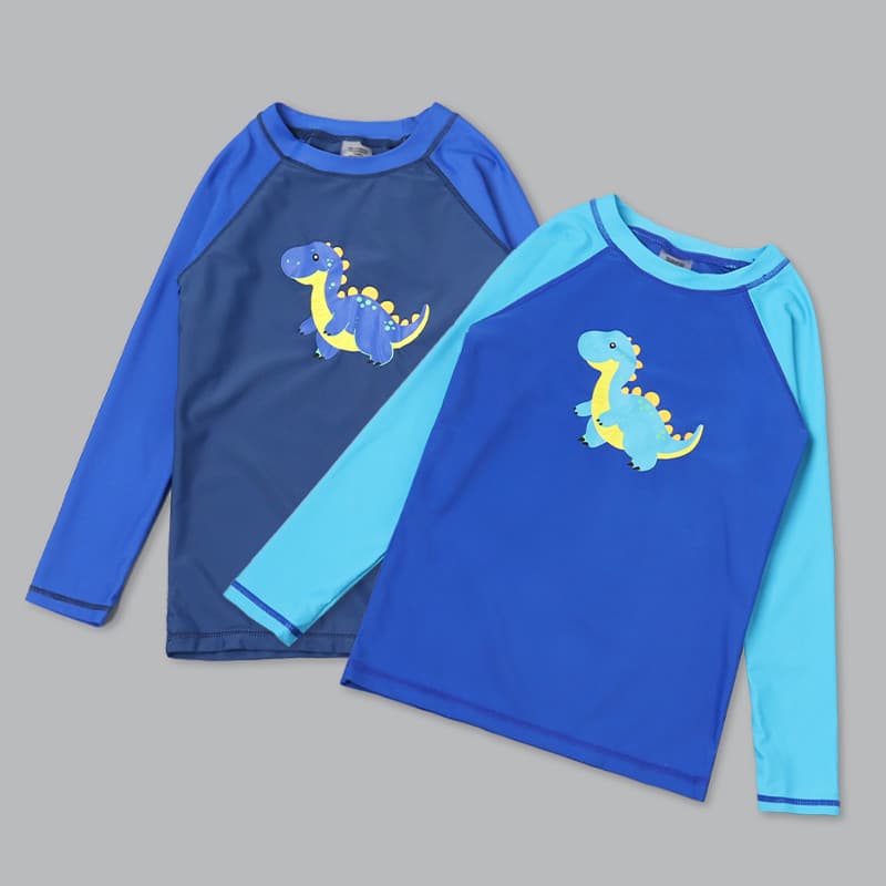 8818 comércio exterior protetor solar infantil maiô de manga comprida bonito dinossauro menino surf Top Contra