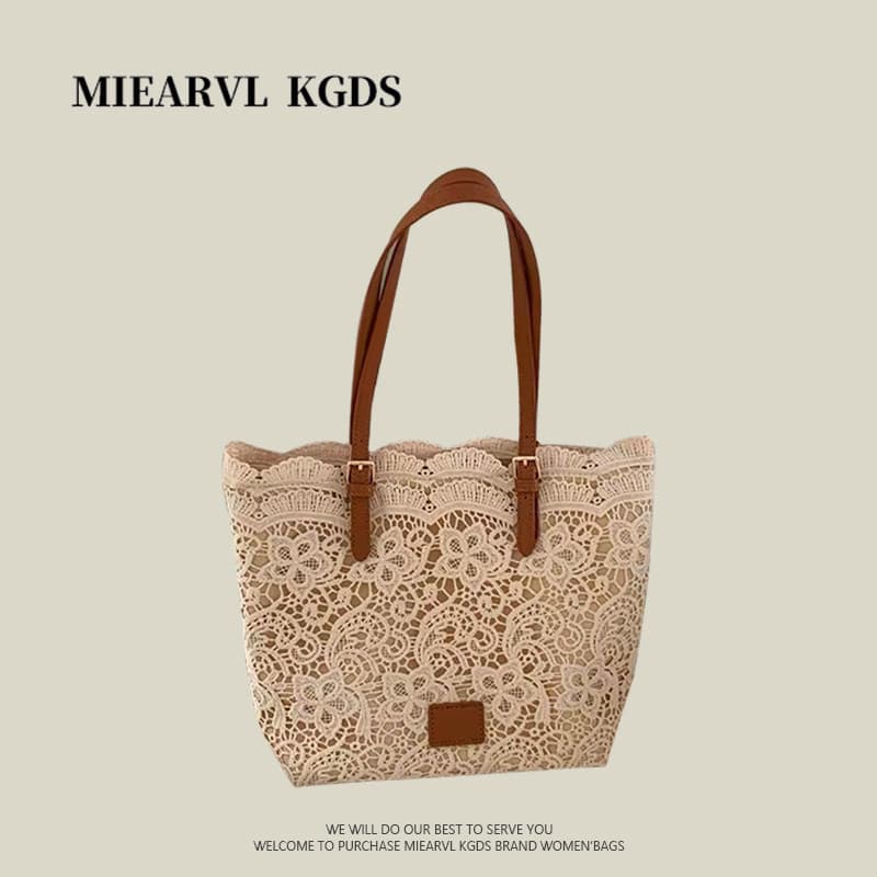 bolsa feminina Bolsa MIEARVL KGDS Lace Fairy Tote Bag Feminino 2026 Novo Estilo Francês Suave Grande Capacidade Commuter