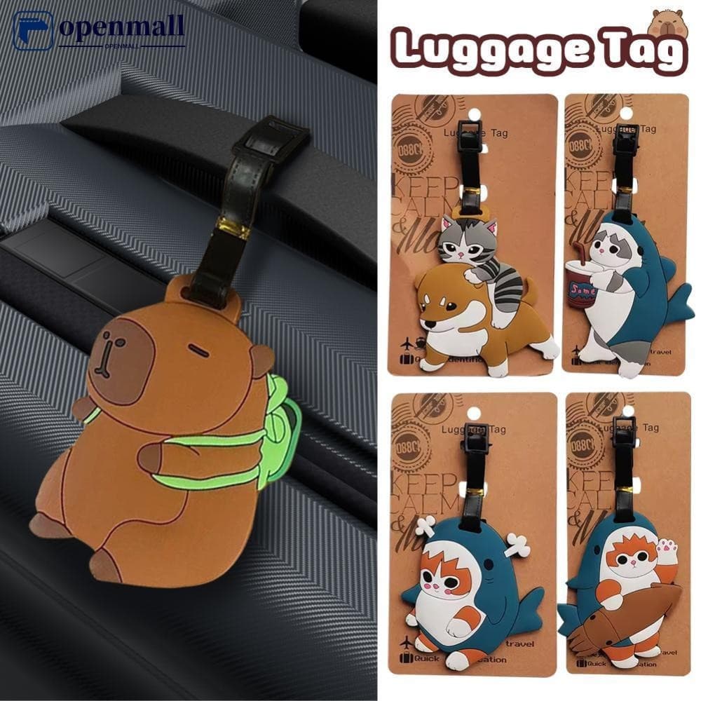 openmall Tag Bagagem Pingente Gato Tubarão Capybara Cartoon Bonito Mala De Identidade Porta De Viagem Portátil Q2T2